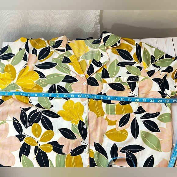 Rachel Zoe Floral Pajama Set - Yellow and Green Leaf Print Tropical - Picture 7 of 9